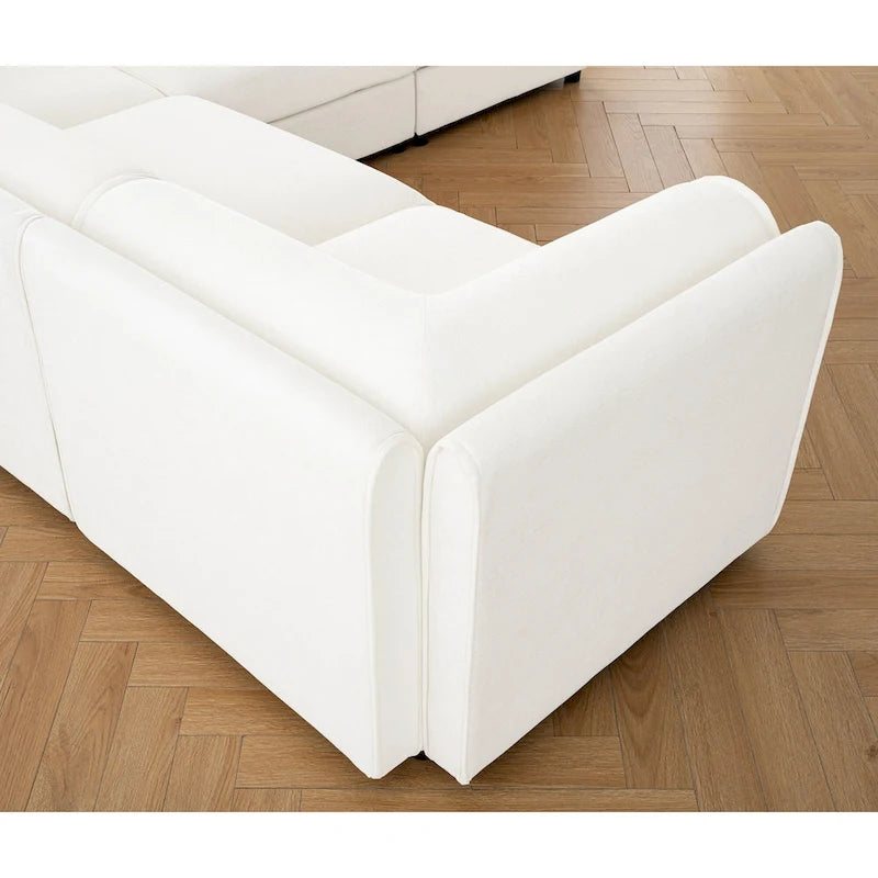 142,5 Canapé modulable d'angle en chenille avec rangement sous l'assise, combinaison DIY