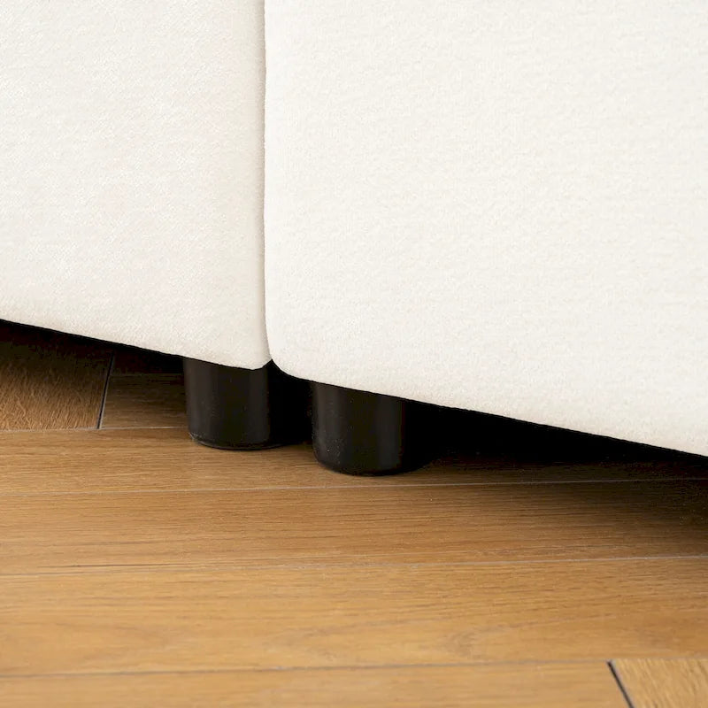 142,5 Canapé modulable d'angle en chenille avec rangement sous l'assise, combinaison DIY