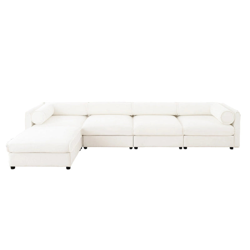 142,5 Canapé modulable d'angle en chenille avec rangement sous l'assise, combinaison DIY