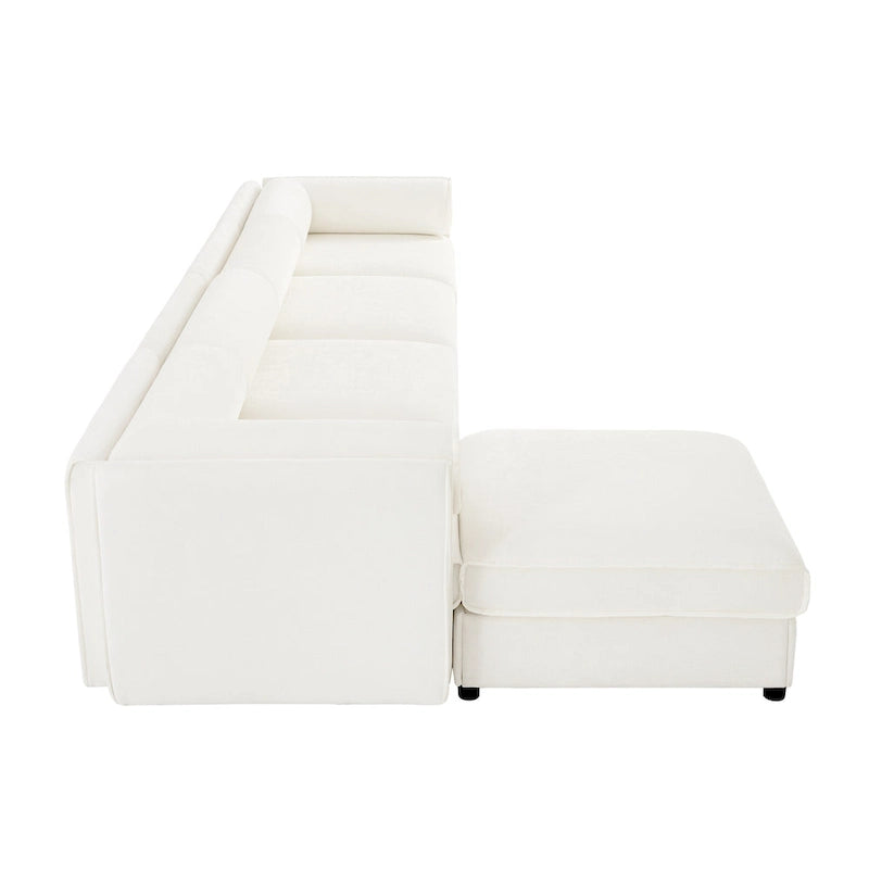 142,5 Canapé modulable d'angle en chenille avec rangement sous l'assise, combinaison DIY