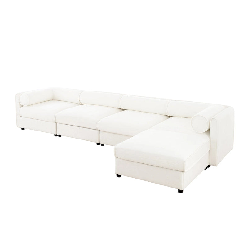 142,5 Canapé modulable d'angle en chenille avec rangement sous l'assise, combinaison DIY