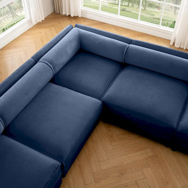 142,5 Canapé modulable d'angle en chenille avec rangement sous l'assise, combinaison DIY