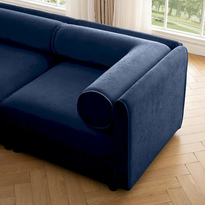 142,5 Canapé modulable d'angle en chenille avec rangement sous l'assise, combinaison DIY
