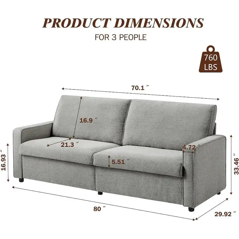 80  Modern Chenille Linen Loveseat Sofa for Living Room