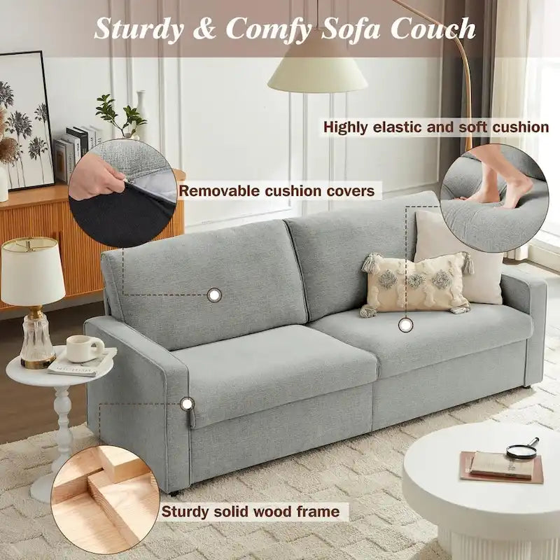 80  Modern Chenille Linen Loveseat Sofa for Living Room