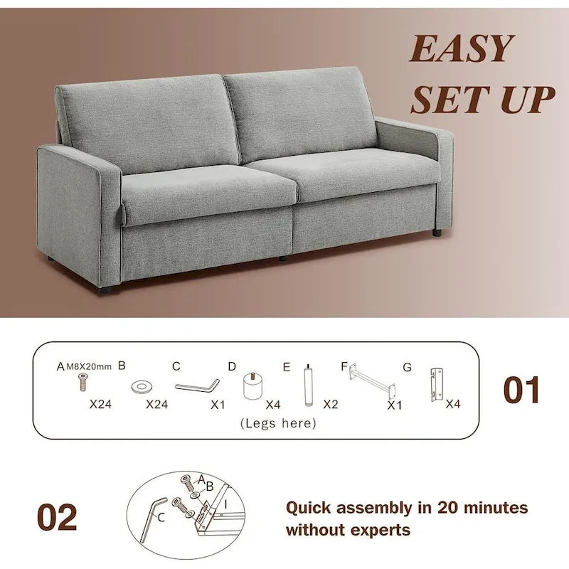 80  Modern Chenille Linen Loveseat Sofa for Living Room