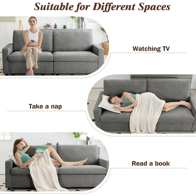 80  Modern Chenille Linen Loveseat Sofa for Living Room