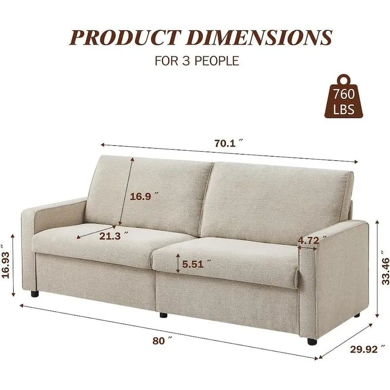 80  Modern Chenille Linen Loveseat Sofa for Living Room