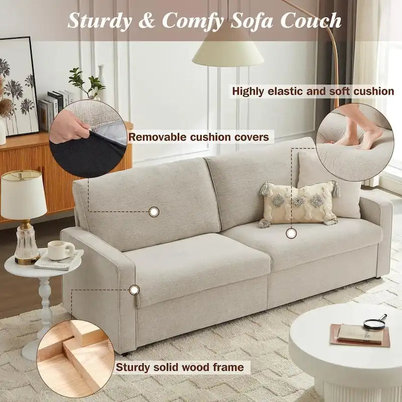 80  Modern Chenille Linen Loveseat Sofa for Living Room