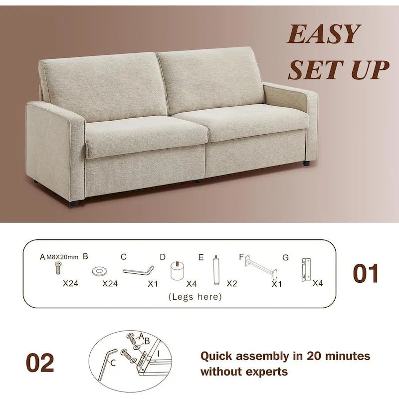 80  Modern Chenille Linen Loveseat Sofa for Living Room