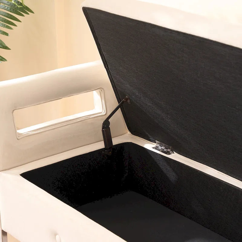 67.91 Wide Velvet Storage Soft Bench with Armrests for Living Room, Entryway and Bedroom