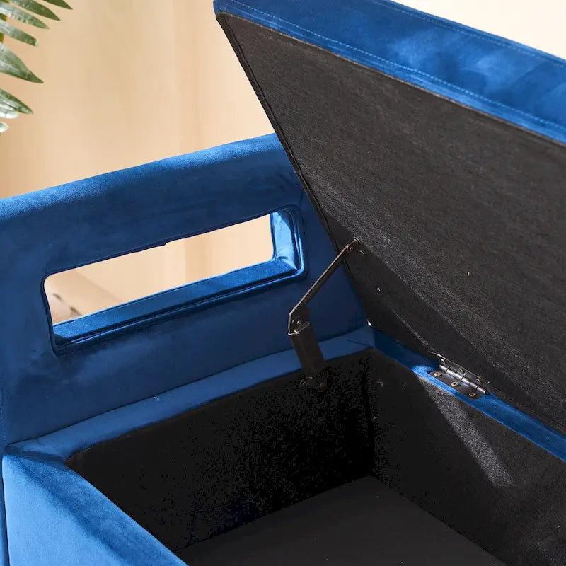 67.91 Wide Velvet Storage Soft Bench with Armrests for Living Room, Entryway and Bedroom