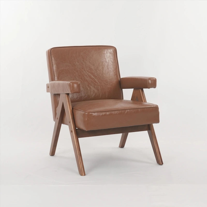 GDFStudio - Emery Solid Wood Leisure Chair with Cushions and Armrests for Living Room or Bedroom