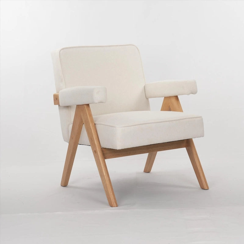 GDFStudio - Emery Solid Wood Leisure Chair with Cushions and Armrests for Living Room or Bedroom