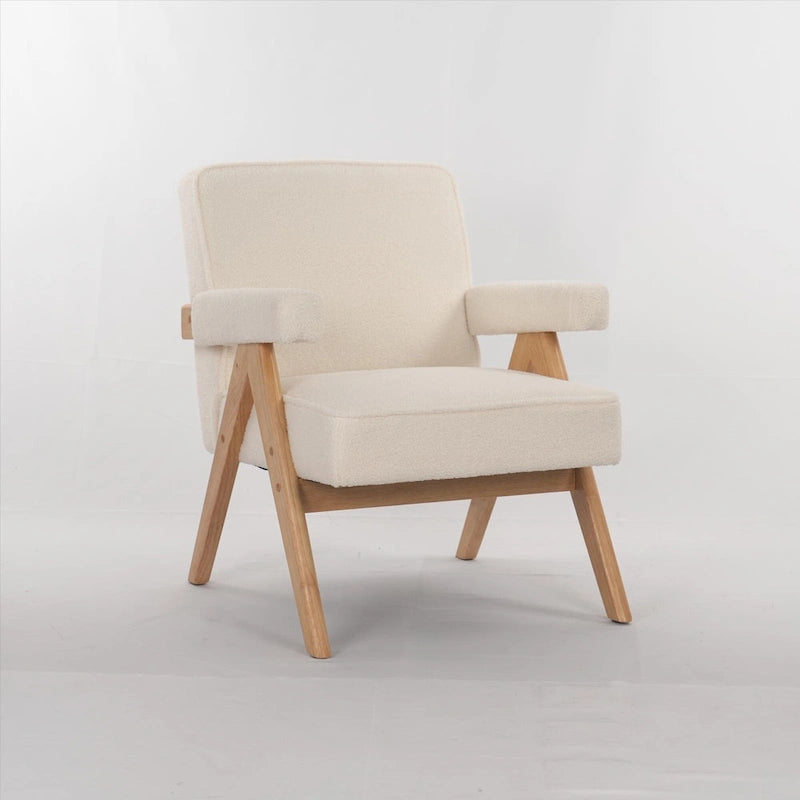 GDFStudio - Emery Solid Wood Leisure Chair with Cushions and Armrests for Living Room or Bedroom