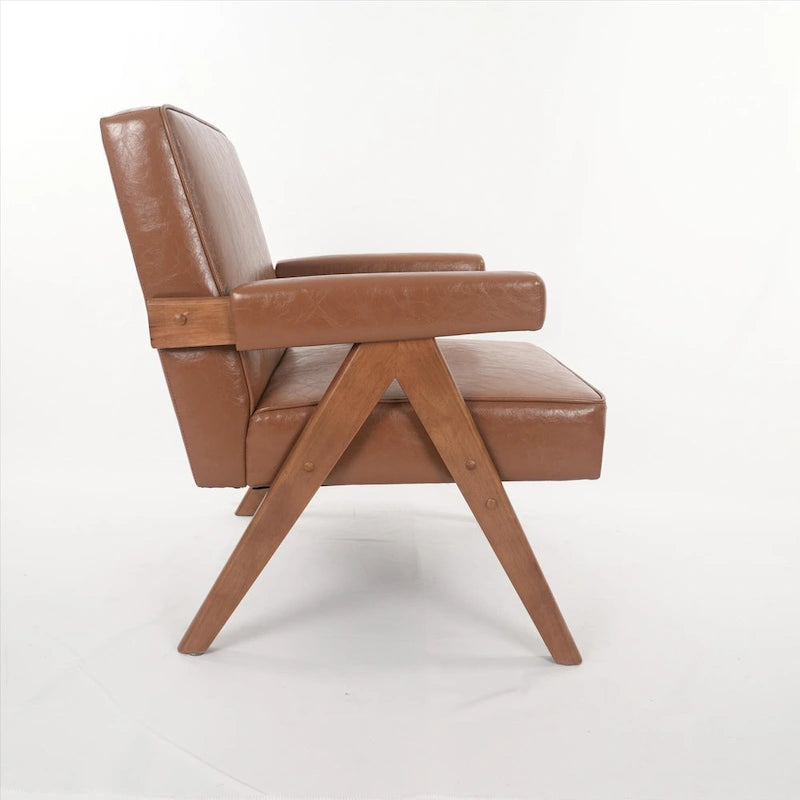 GDFStudio - Emery Solid Wood Leisure Chair with Cushions and Armrests for Living Room or Bedroom