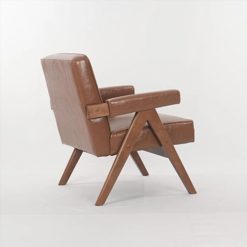 GDFStudio - Emery Solid Wood Leisure Chair with Cushions and Armrests for Living Room or Bedroom