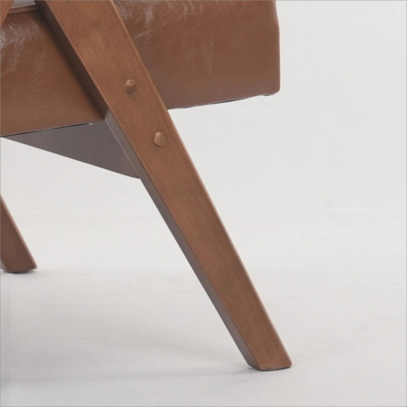 GDFStudio - Emery Solid Wood Leisure Chair with Cushions and Armrests for Living Room or Bedroom