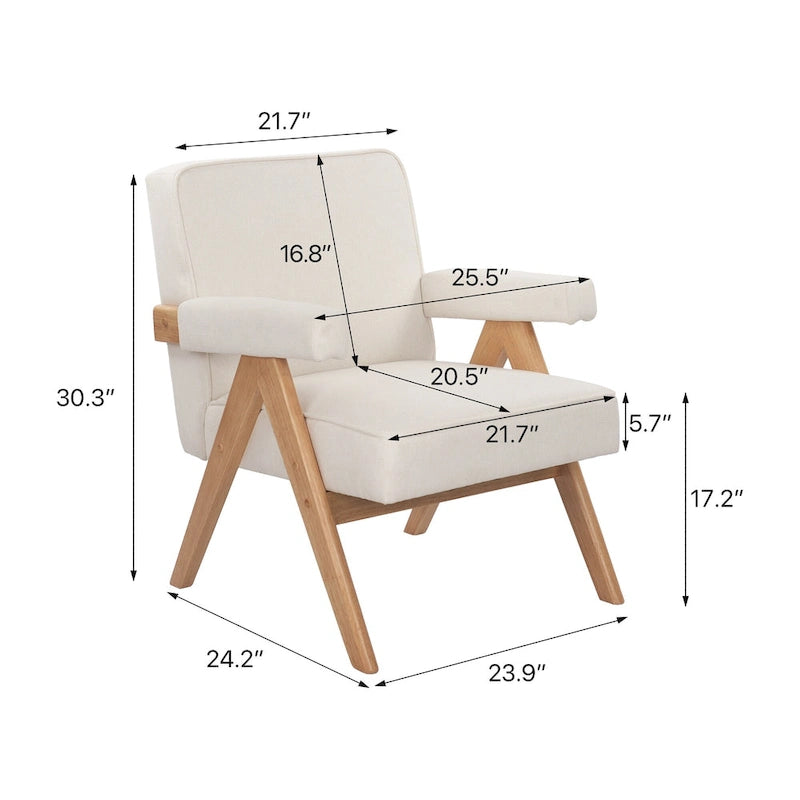 GDFStudio - Emery Solid Wood Leisure Chair with Cushions and Armrests for Living Room or Bedroom