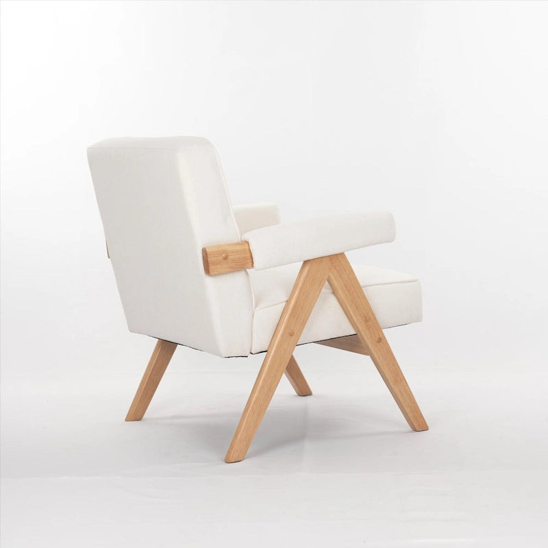 GDFStudio - Emery Solid Wood Leisure Chair with Cushions and Armrests for Living Room or Bedroom