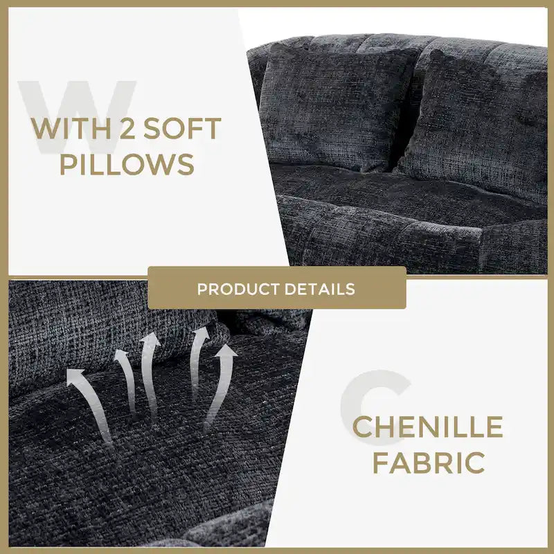 GDFStudio - Laurel Chenille 2-Seater Lazy Sofa with High-Density Foam and Oversized Comfort