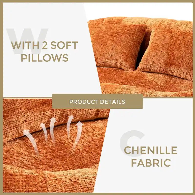 GDFStudio - Laurel Chenille 2-Seater Lazy Sofa with High-Density Foam and Oversized Comfort