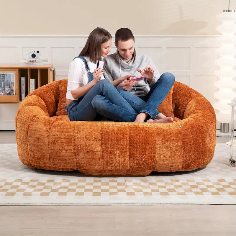 GDFStudio - Laurel Chenille 2-Seater Lazy Sofa with High-Density Foam and Oversized Comfort