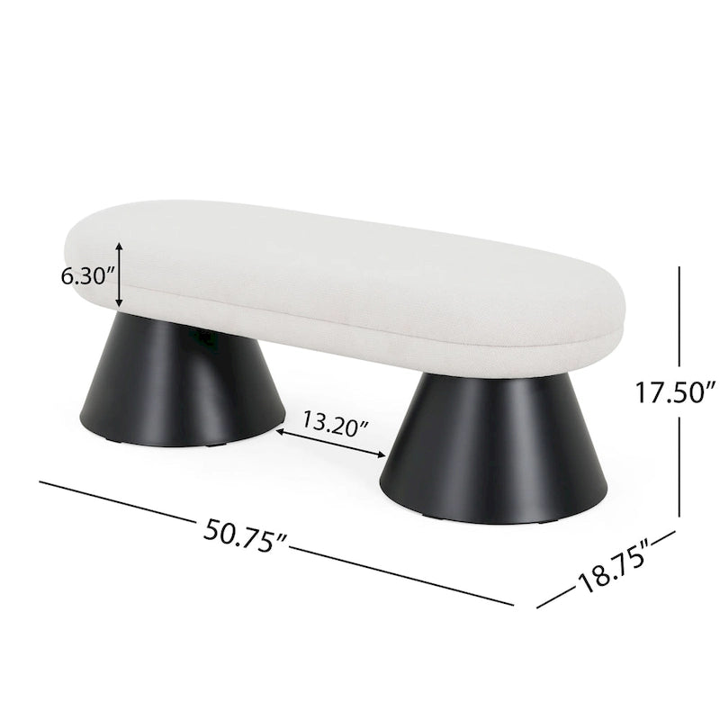 Christopher Knight Home - Nathan Upholstered Dining Bench, 2-Step Assembly Entryway & Bedroom Ottoman with Black Iron Legs