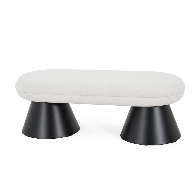 Christopher Knight Home - Nathan Upholstered Dining Bench, 2-Step Assembly Entryway & Bedroom Ottoman with Black Iron Legs