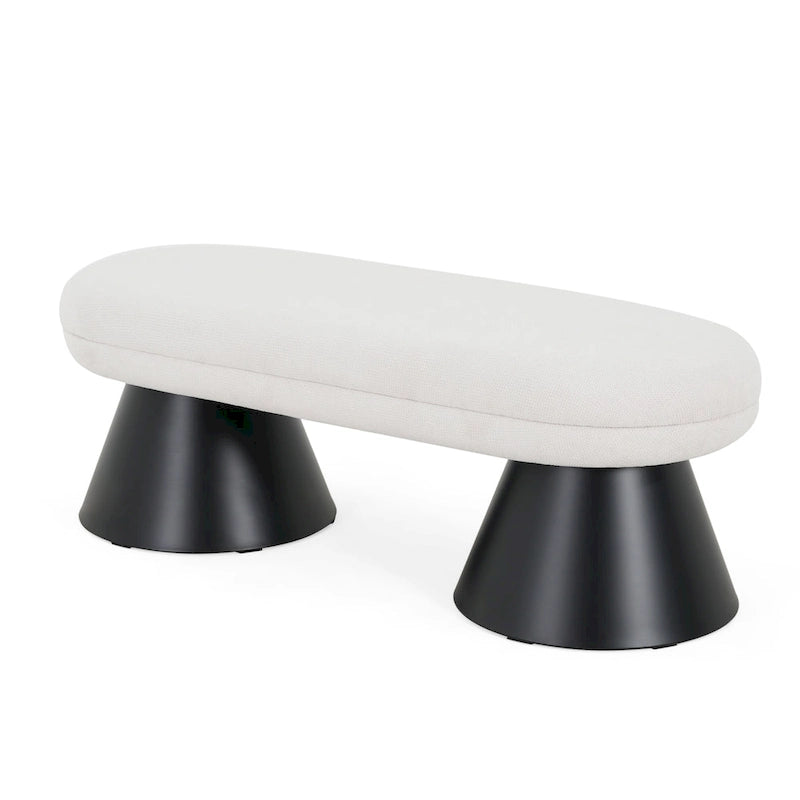 Christopher Knight Home - Nathan Upholstered Dining Bench, 2-Step Assembly Entryway & Bedroom Ottoman with Black Iron Legs