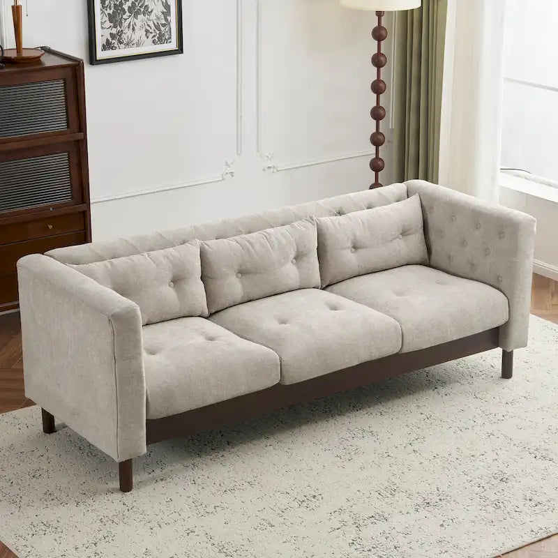 Christopher Knight Home- Modern Upholstered 3-Seater Tufted Sofa Couch for Living Room
