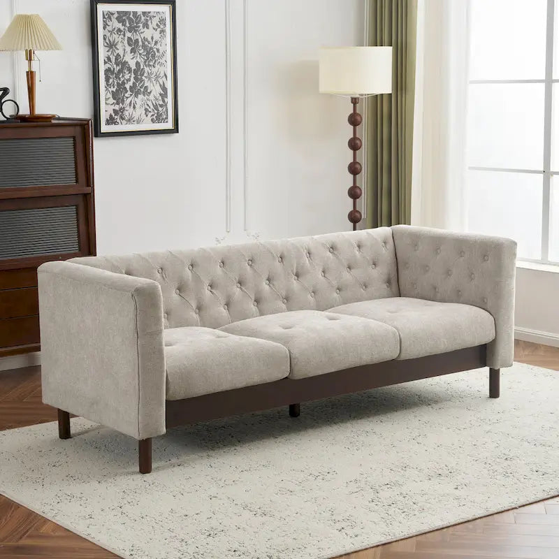 Christopher Knight Home- Modern Upholstered 3-Seater Tufted Sofa Couch for Living Room