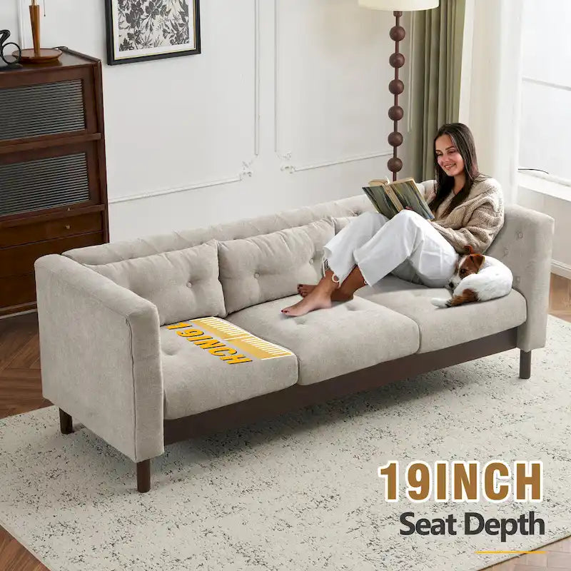 Christopher Knight Home- Modern Upholstered 3-Seater Tufted Sofa Couch for Living Room