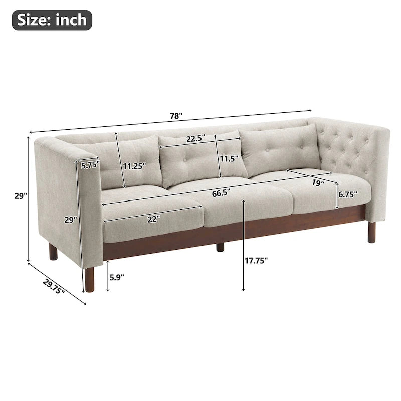 Christopher Knight Home- Modern Upholstered 3-Seater Tufted Sofa Couch for Living Room