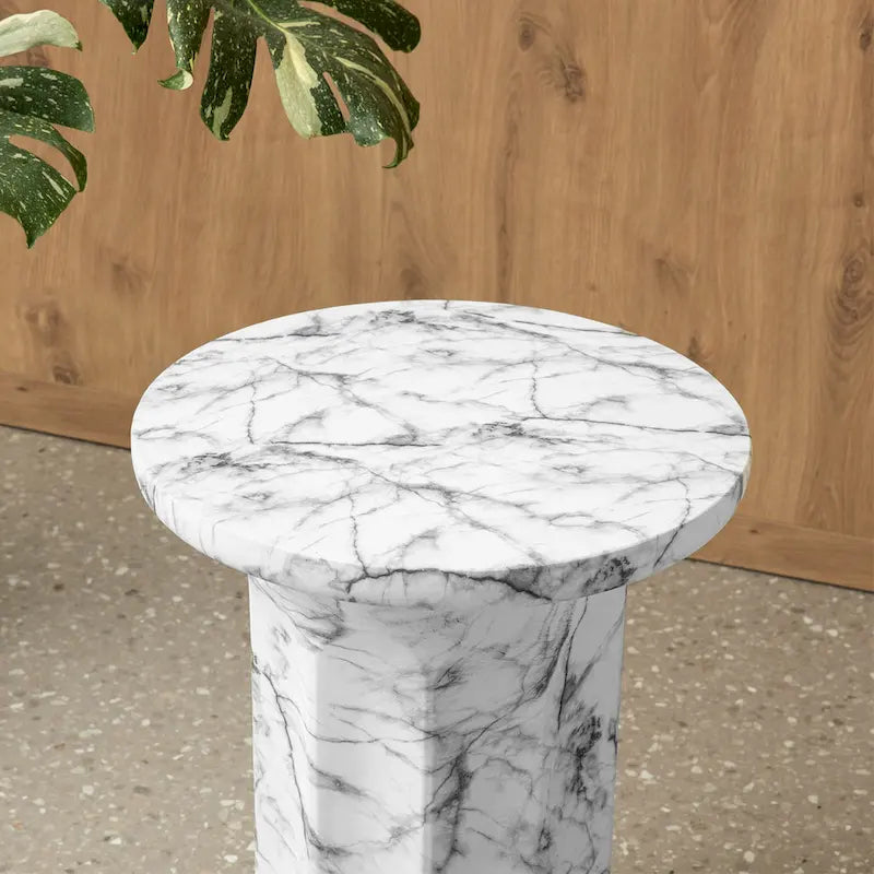 Glitzhome 20.75 H Modern MGO Faux Marble Side Table