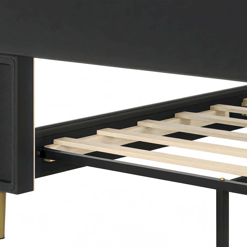 Christopher Knight Home - Leather Upholstered Bed with Headboard & Footboard, Solid Wood Slats & Legs, No Box Spring Needed