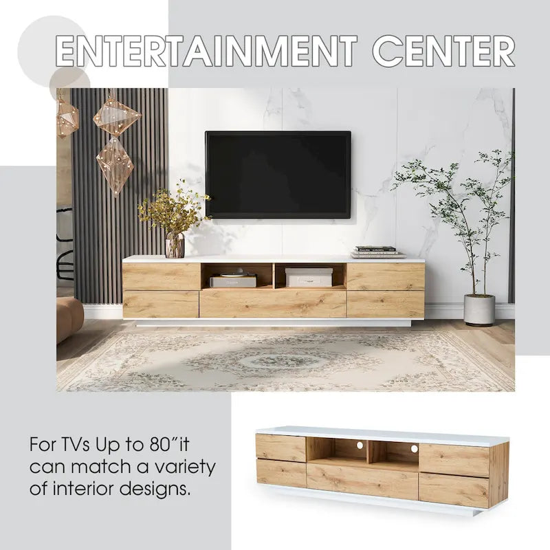 Adley 80-Inch Modern TV Stand with Concealed Storage by GDFStudio