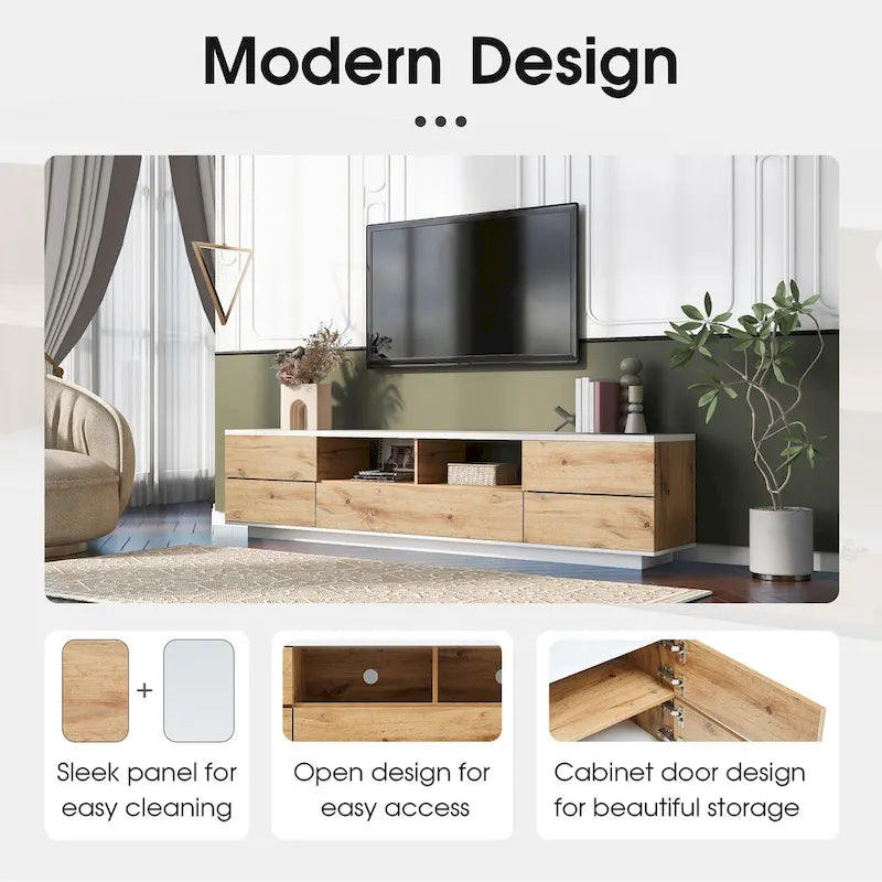 Adley 80-Inch Modern TV Stand with Concealed Storage by GDFStudio