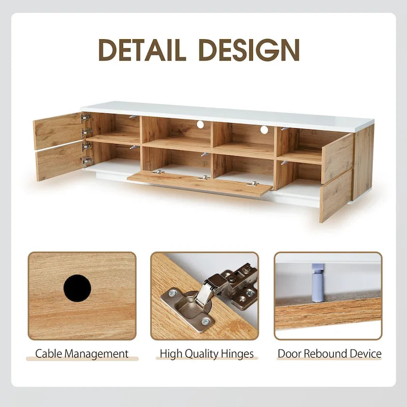 Adley 80-Inch Modern TV Stand with Concealed Storage by GDFStudio