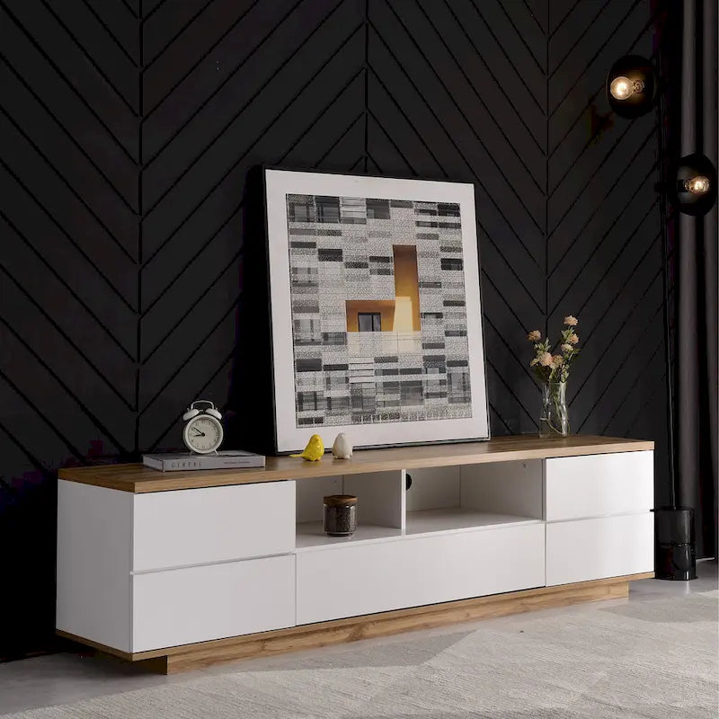 Adley 80-Inch Modern TV Stand with Concealed Storage by GDFStudio