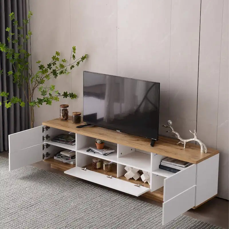 Adley 80-Inch Modern TV Stand with Concealed Storage by GDFStudio