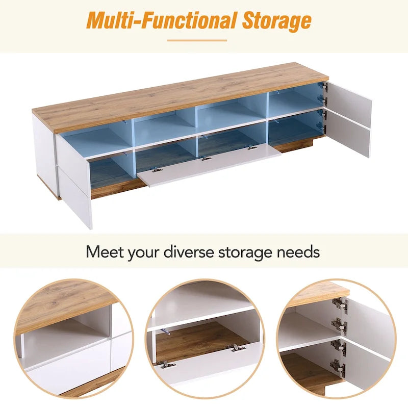Adley 80-Inch Modern TV Stand with Concealed Storage by GDFStudio