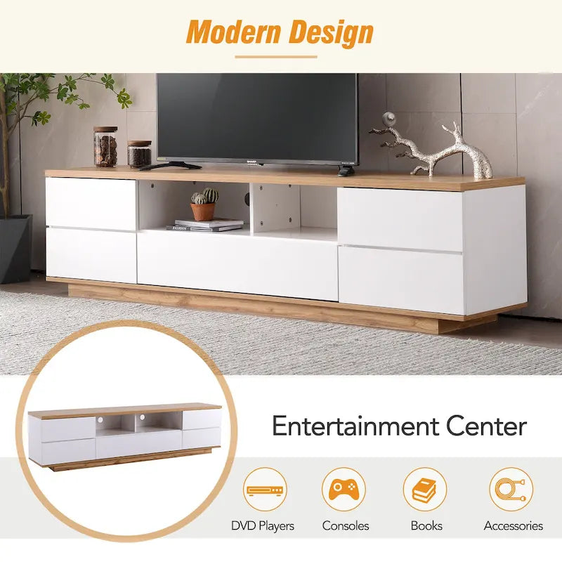 Adley 80-Inch Modern TV Stand with Concealed Storage by GDFStudio