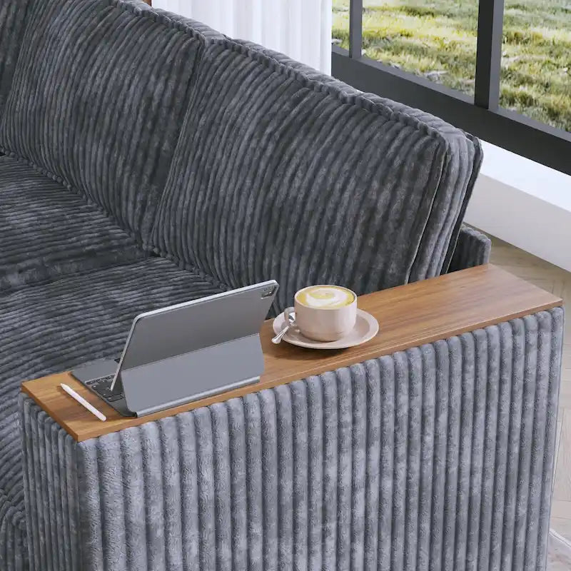 Christopher Knight Home - Jackson Oversized L-Shaped Corduroy Corner Couch with Armrest Storage