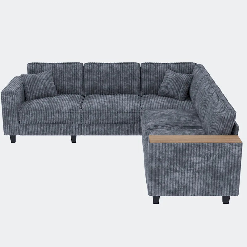 Christopher Knight Home - Jackson Oversized L-Shaped Corduroy Corner Couch with Armrest Storage