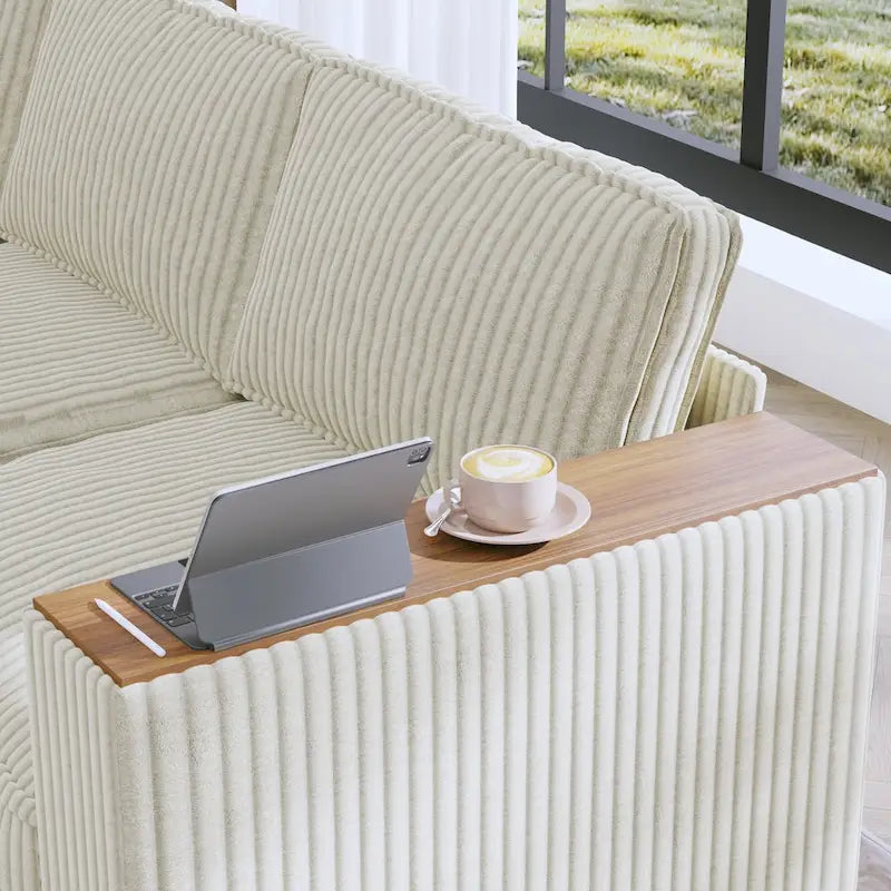Christopher Knight Home - Jackson Oversized L-Shaped Corduroy Corner Couch with Armrest Storage
