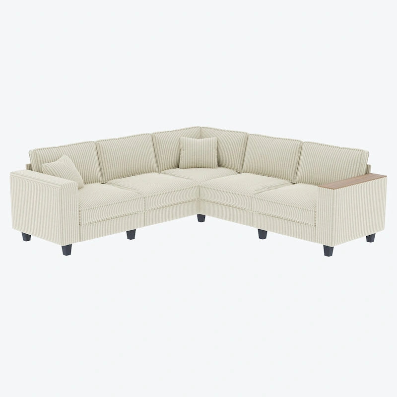 Christopher Knight Home - Jackson Oversized L-Shaped Corduroy Corner Couch with Armrest Storage