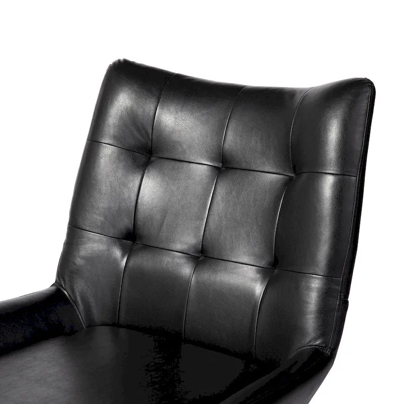 Glitzhome Set of 2 35.5H Leatherette Wingback Accent Chairs With Metal Legs