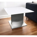 HomeRoots 22  White And Silver Marble And Metal Square Pedestal End Table - 21.5' X '22' X '21.5