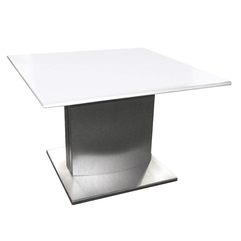 HomeRoots 22  White And Silver Marble And Metal Square Pedestal End Table - 21.5' X '22' X '21.5